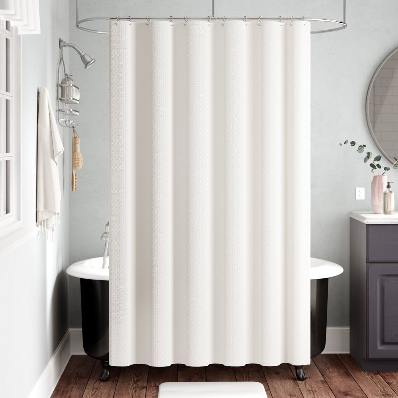 Alcott Hill Lowry White Cotton Home Shower Curtain Wayfair